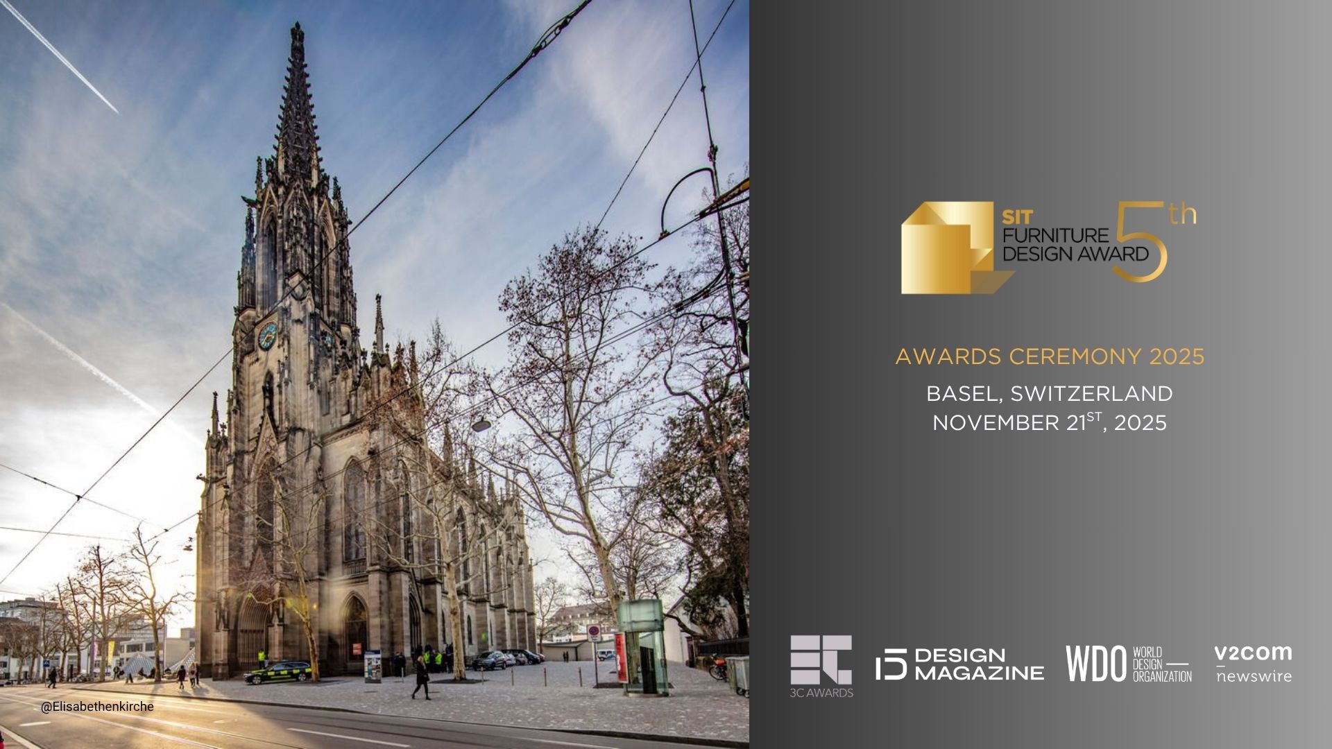 The SIT Furniture Design Award has announced the date and location of its annual awards ceremony and gala dinner, set for Friday, November 21st, 2025, in Basel, Switzerland, a city internationally recognized for its architectural heritage and vibrant cultural scene.